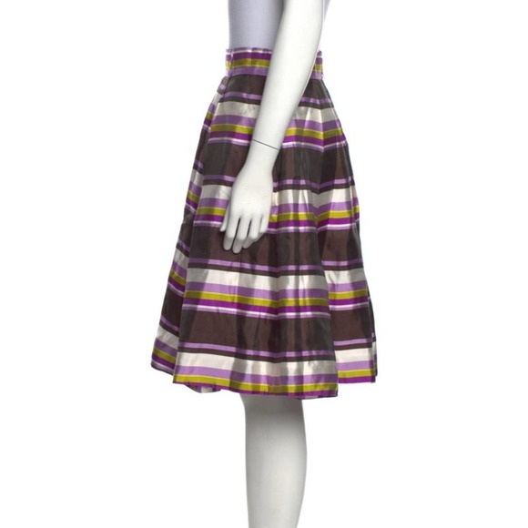 Kate Spade Skirt the Rules Silk Cream Striped A-Line Skirt 2 - Picture 3 of 11